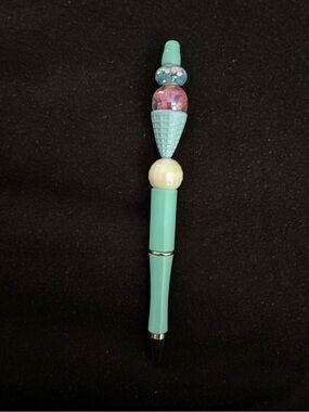 Aqua Ice Cream Bead Pen - Decorative Novelty Pen